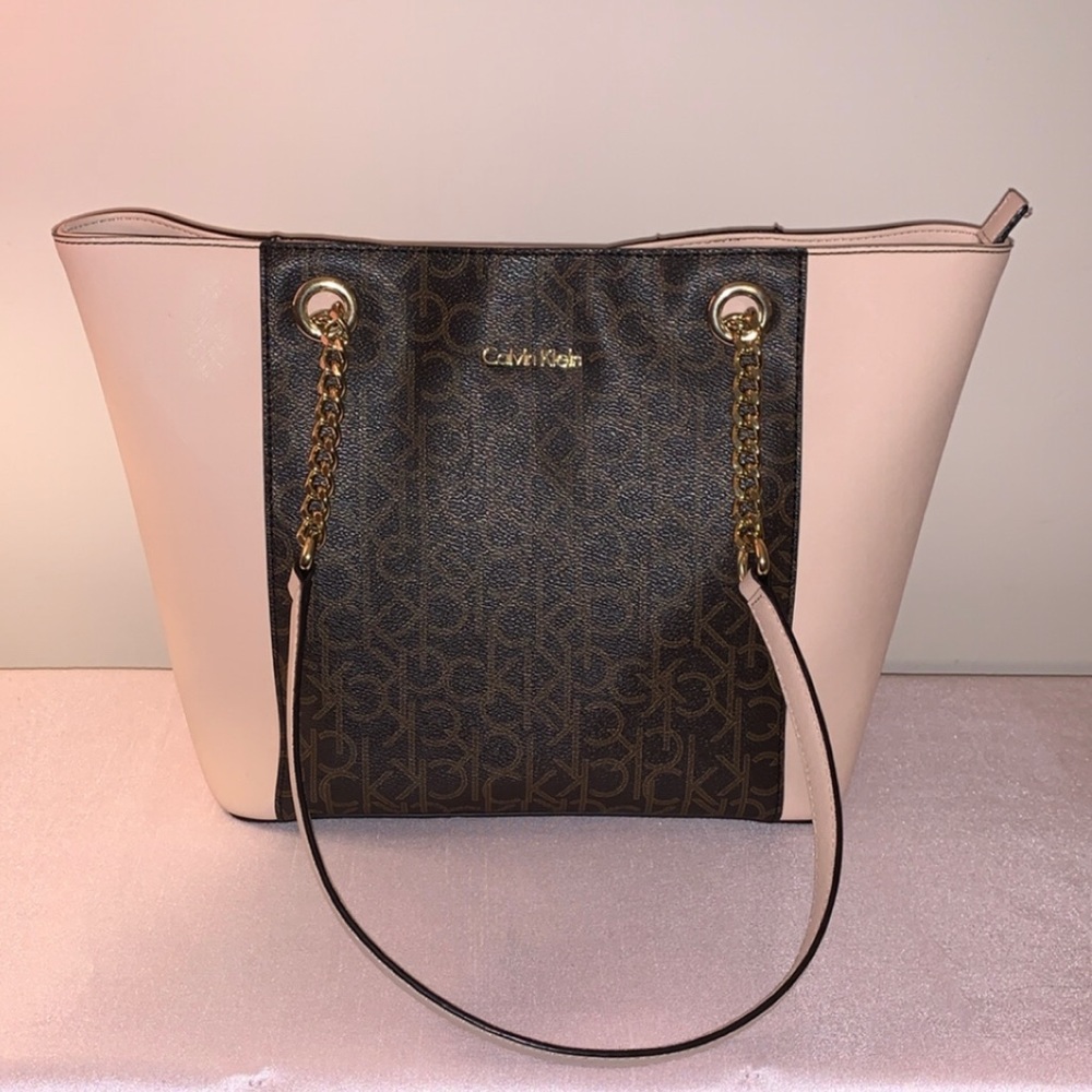💜SOLD💜 Calvin Klein Tote Blush Pink/ Brown Logo